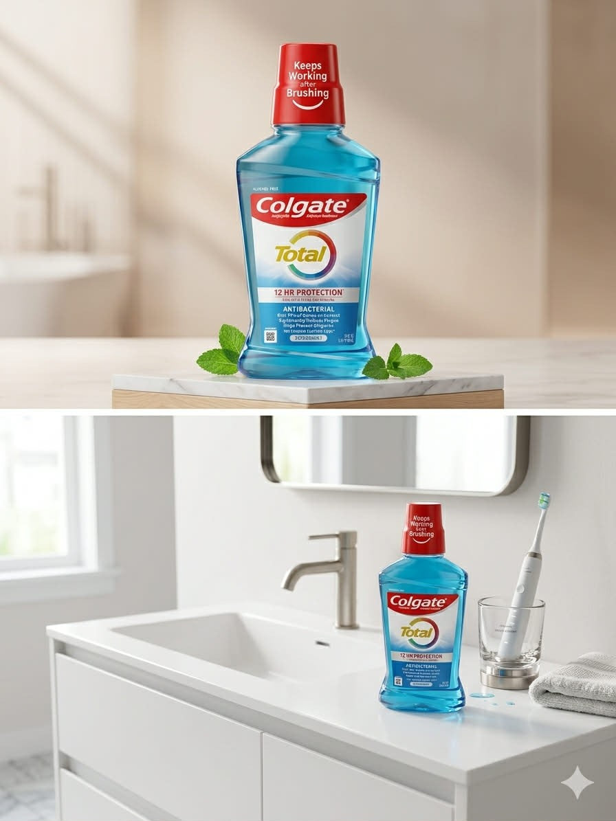 Colgate Total- Mouthwash 12Hour Protection ,Antibacterial ,Peppermint 16.9FL OZ