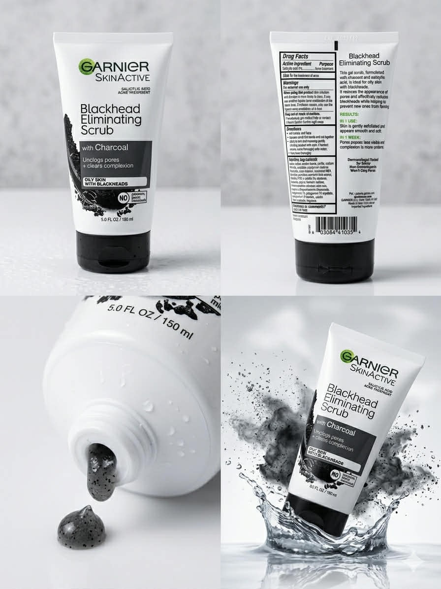 Garnier Skin Active Blackhead Eliminating Scrub with Charcoal – 5 oz