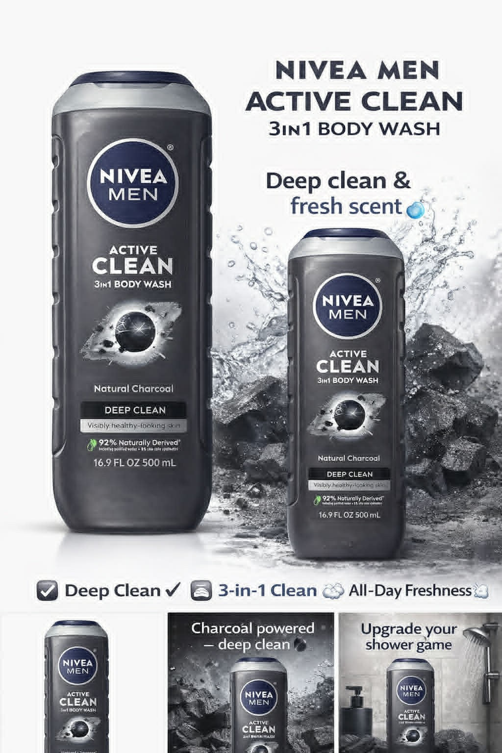 Nivea Men-3 in 1 Bodywash 16.9 fl/oz