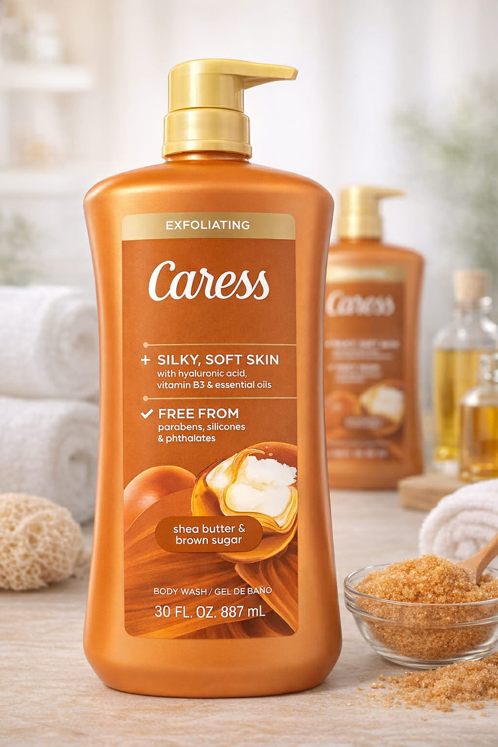 Caress -Exfoliating Bodywash , Shea Butter & Brown Sugar 30FL OZ