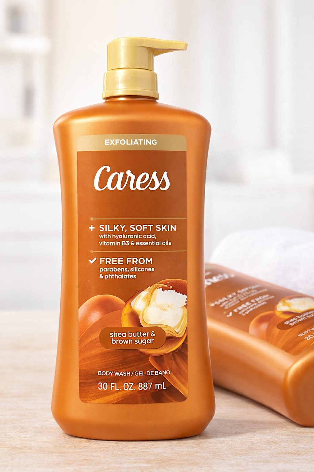 Caress -Exfoliating Bodywash , Shea Butter & Brown Sugar 30FL OZ