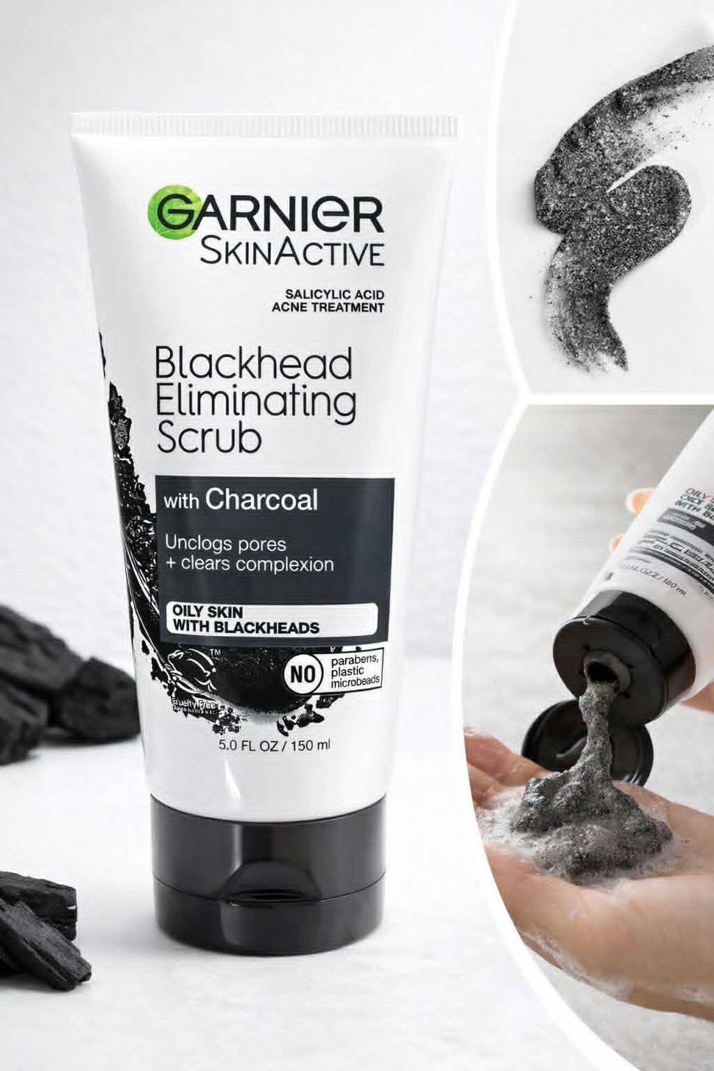 Garnier Skin Active Blackhead Eliminating Scrub with Charcoal – 5 oz